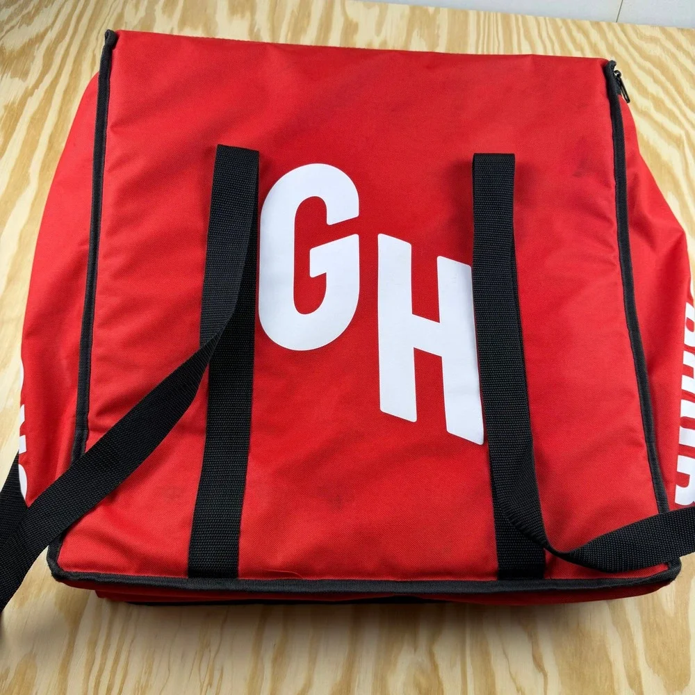Grubhub Insulated Delivery Bag Red Thermal Food Carrier GH Logo Large 20x20